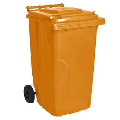 Бак для мусора на колесах с ручкой 120 л оранжевый