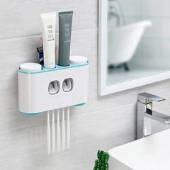 Дозатор зубної пасти тримач зубних щіток для ванної Ecoco сімейний диспенсер (SUN3971b) синій
