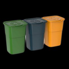 Баки для сортування сміття ECO DEA home 3*50 літрів зелений, синій, жовтий