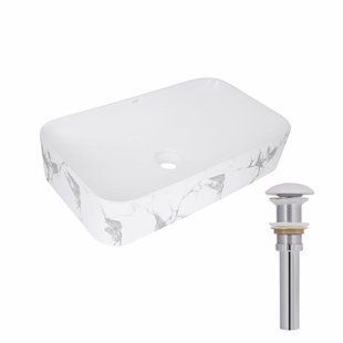 Раковина накладна Qtap Tern 610x350x135 мм, Marble, прямокутна, з донним клапаном QTTER188MR49791 SD00055915 фото