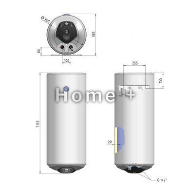 Электрический водонагреватель Thermo Alliance Spectra slim 80 л вертикальный, мокрый ТЭН 2,0 кВт, d 360 мм SD00056732 фото