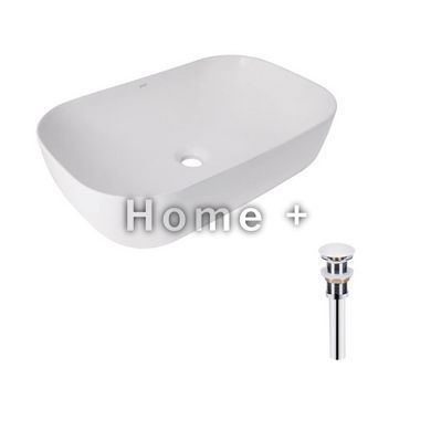Комплект Qtap Robin: Раковина накладная прямоугольная 610x400x145 мм White + Донный клапан PU02 SD00053421 фото