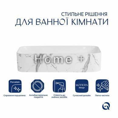 Раковина накладная Qtap Tern 610x350x135 мм, Marble, прямоугольная, с донным клапаном QTTER188MR49791 SD00055915 фото
