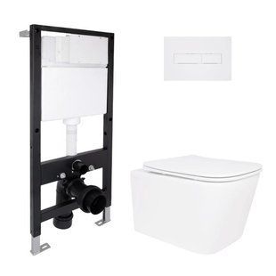 Готовое решение Qtap для ванной комнаты: подвесной унитаз Crow Ultra Quiet 485x340x290 + комплект инсталляции Standard (линейная SD00057737 фото