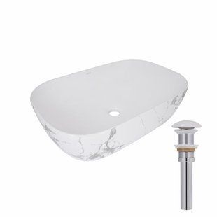 Раковина накладна Qtap Robin 600x390x150 мм, Marble, прямокутна, з донним клапаном QTROB188MR49788 SD00055912 фото