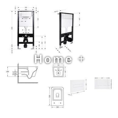 Готовое решение Qtap для ванной комнаты: подвесной унитаз Crow Ultra Quiet 520x360x290 + комплект инсталляции Standard (линейная SD00057743 фото