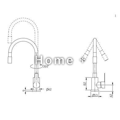 Смеситель для кухни Brinex Pure 015F3 с гибким изливом Graphite/Grey BRIPUR015F3GRG SD00053182 фото