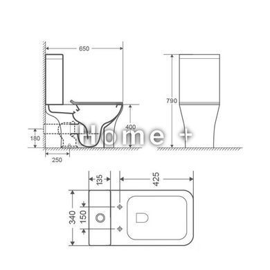 Унітаз-компакт Qtap Presto Quadro безобідковий із сидінням Soft-close QT24221215AW SD00052480 фото