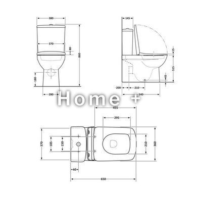 Унітаз-компакт Qtap Crow Eco безобідковий із сидінням Soft-close QTCRO27W48750 SD00054874 фото
