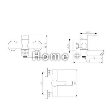Смеситель для ванны Brinex Pure 006 с поворотным изливом (с душевым гарнитуром) Graphite BRIPUR006GRP SD00053176 фото