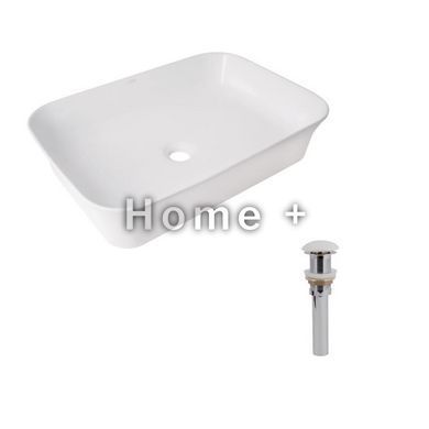 Комплект Qtap Virgo N: Раковина накладная 560x380x130&nbsp;мм, White, прямоугольная + Донный клапан Pop-up PU02 SD00054586 фото