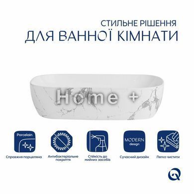 Раковина накладная Qtap Robin 600x390x150 мм, Marble, прямоугольная, с донным клапаном QTROB188MR49788 SD00055912 фото