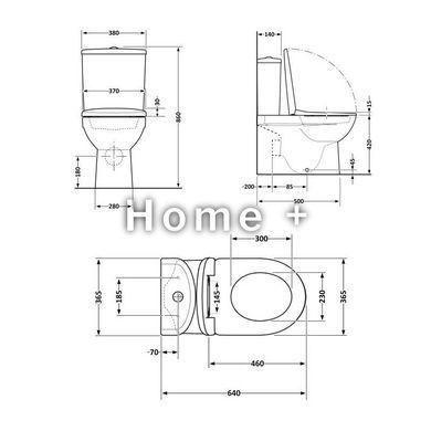 Унітаз-компакт Qtap Stork безобідковий із сидінням Soft-close QT15222178W SD00036225 фото