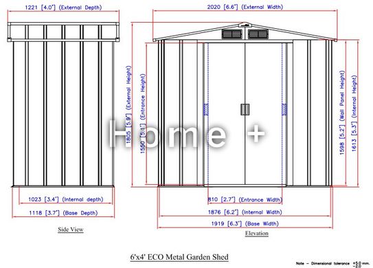 Сарай металлический ECO 202x122x181 см серый с белым