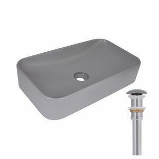Раковина накладна Qtap Tern 610x350x135 мм, Stone grey, прямокутна, з донним клапаном QTTER188SG49789 SD00055913 фото