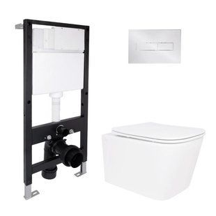 Готовое решение Qtap для ванной комнаты: подвесной унитаз Crow Ultra Quiet 520x360x290 + комплект инсталляции Standard (линейная SD00057742 фото