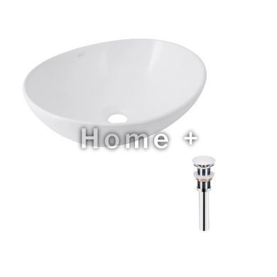 Комплект Qtap Dove: Раковина накладная овальная 410x335x145 мм White + Донный клапан PU02 SD00053432 фото