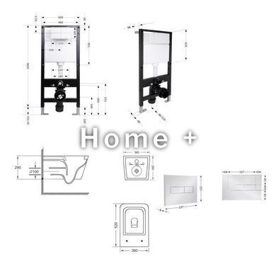 Готовое решение Qtap для ванной комнаты: подвесной унитаз Crow Ultra Quiet 520x360x290 + комплект инсталляции Standard (линейная SD00057742 фото