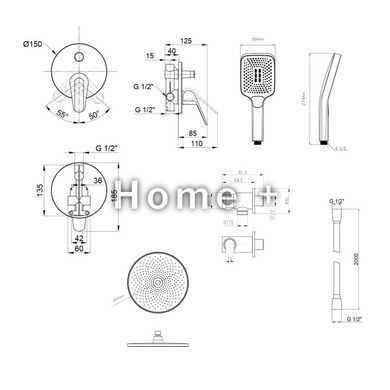 Комплект для душа Qtap Olsava Chrome: Смеситель QTOS6212107ODC + Лейки (QTRUC125CRM45952,QTHLA107CRM45948) + SD00053669 фото