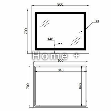 Зеркало Lidz Kubis (KU1) 900х700 с LED-подсветкой Touch, с антизапотеванием, с диммером, рег. яркости LD78LF9049070 SD00054575 фото