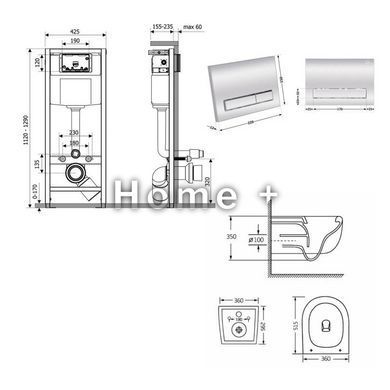 Готове рішення Qtap для ванної кімнати: підвісний унітаз Taurus Ultra Quiet 515&times;360&times;350 + комплект інсталяції Nest 4 в 1 SD00055999 фото