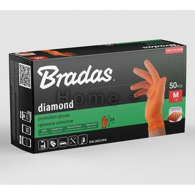 Нитриловые защитные перчатки, DIAMOND, размер L, 8-9, оранжевые, RWJNDOR9 RWJNDOR9 фото