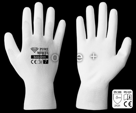 Перчатки защитные PURE WHITE полиуретан, размер 10, RWPWH10