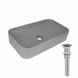 Раковина накладная Qtap Tern 610x350x135 мм, Stone grey, прямоугольная, с донным клапаном QTTER188SG49789