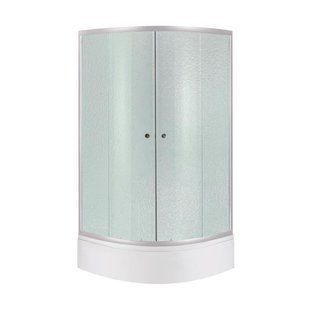 Lidz Latwa SC80x80.SAT.MID.FR Душевая кабина полукруглая, стекло Frost 4 мм + Lidz Душевой поддон KAPIELKA SD00050785 фото