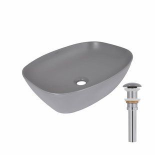 Раковина накладна Qtap Cardinal 500х380х140 мм, Stone grey, прямокутна, з донним клапаном QTCAR188SG49824 SD00055948 фото