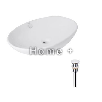 Комплект Qtap Dove: Раковина накладная овальная 625x415x150 мм White + Донный клапан PU02O SD00053433 фото