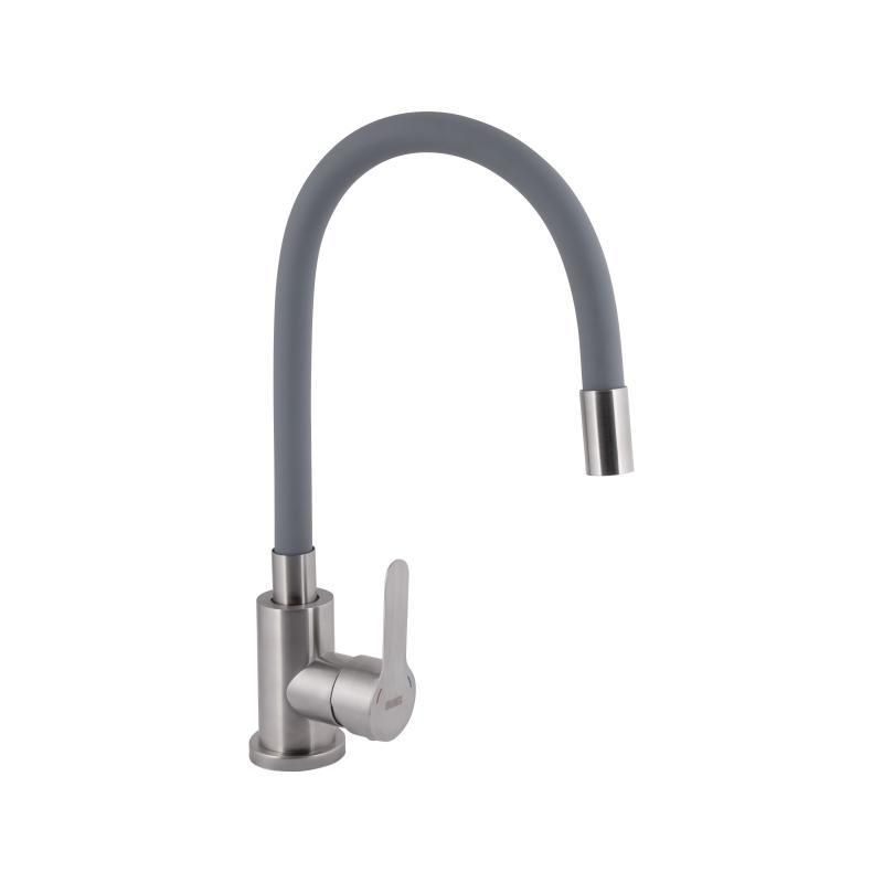 Смеситель для кухни Brinex Pure 015F3 с гибким изливом Nickel/Grey BRIPUR015F3NKG SD00053184 фото