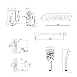 Комплект для душа Qtap Stenava Chrome: Смеситель QTST6245102DC + Лейки (QTRUC125CRM45954,QTHLA107CRM45784) + SD00053671 фото