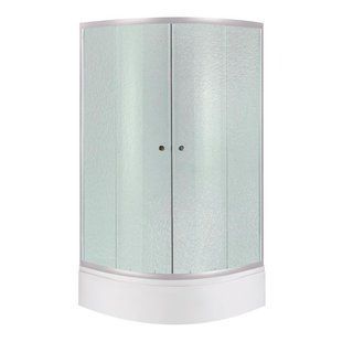 Lidz Latwa SC90x90.SAT.MID.FR Душевая кабина полукруглая, стекло Frost 4 мм + Lidz Душевой поддон KAPIELKA SD00050781 фото