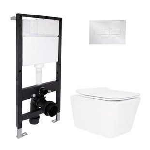Готовое решение Qtap для ванной комнаты: подвесной унитаз Crow Rimless 520x360x290 + комплект инсталляции Standard (линейная SD00057748 фото