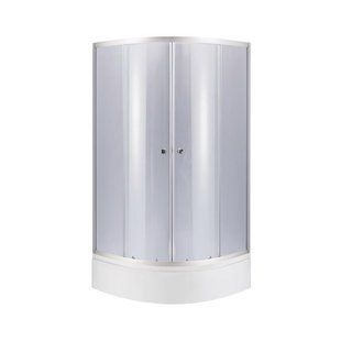 Lidz Latwa SC80x80.SAT.MID.GR Душевая кабина полукруглая, стекло тон. 4 мм + Lidz Душевой поддон KAPIELKA SD00050784 фото