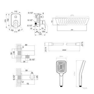 Комплект для душа Qtap Namesti Chrome: Смеситель QTNAM6225102NC + Лейки (QTRUC125CRM45954,QTHLA107CRM45784) + SD00053672 фото