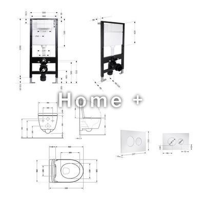 Готовое решение Qtap для ванной комнаты: подвесной унитаз Swan Rimless 520x360x320 + комплект инсталляции Standard (круглая кнопка SD00057757 фото