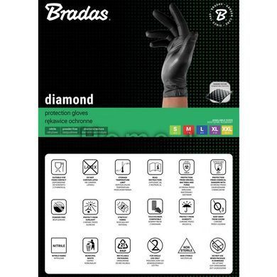 Нитриловые защитные перчатки, DIAMOND, размер XL, 9-10, черный, RWJNDBC10 RWJNDBC10 фото