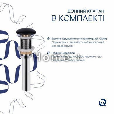Комплект Qtap Scorpio: Раковина накладная овальная 505x385x120 мм Matt Black + Донный клапан PU03 SD00053436 фото