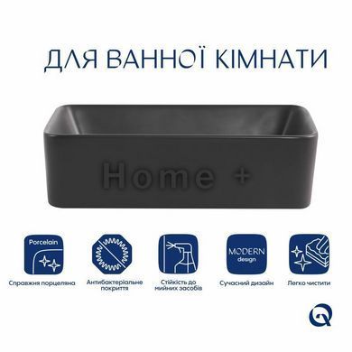 Раковина накладная Qtap Tern 480x370x135 мм, Anthracite, прямоугольная, с донным клапаном QT17116069AN SD00054300 фото