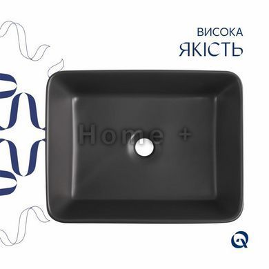 Раковина накладная Qtap Tern 480x370x135 мм, Anthracite, прямоугольная, с донным клапаном QT17116069AN SD00054300 фото