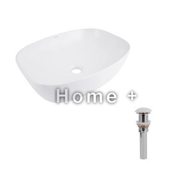 Комплект Qtap Cardinal: Раковина накладная 500&times;380&times;140 мм, White, овальная + Донный клапан Pop-up PU02 SD00054588 фото