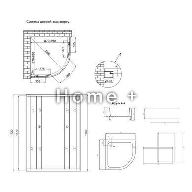 Lidz Latwa SC90x90.SAT.MID.GR Душова кабіна напівкругла, скло тон. 4 мм + Lidz Душовий піддон KAPIELKA SD00050782 фото