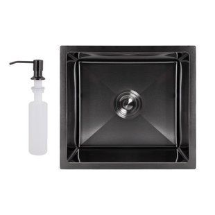 Мийка для кухні інтегрована під стільницю Lidz Handmade H4843B Brushed Black PVD 3,0/1,0 мм LDH4843BRUBLM49440 SD00055564 фото