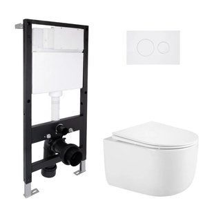 Готовое решение Qtap для ванной комнаты: подвесной унитаз Taurus Ultra Quiet 485x360x350 + комплект инсталляции Standard (круглая SD00057770 фото