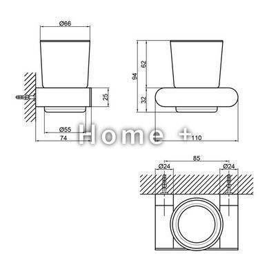 Стакан с держателем Qtap Scorpio настенный QTSTK6102103C Chrome (Sklenka) SD00042765 фото