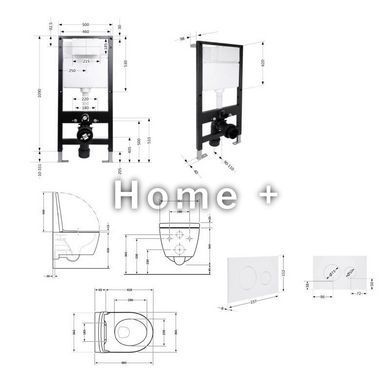 Готовое решение Qtap для ванной комнаты: подвесной унитаз Taurus Ultra Quiet 485x360x350 + комплект инсталляции Standard (круглая SD00057770 фото