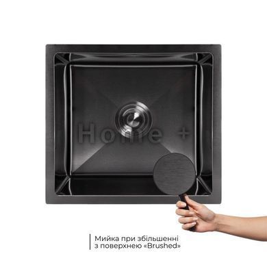 Мийка для кухні інтегрована під стільницю Lidz Handmade H4843B Brushed Black PVD 3,0/1,0 мм LDH4843BRUBLM49440 SD00055564 фото