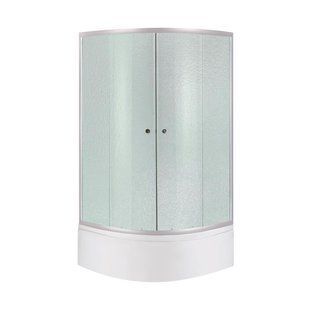 Lidz Latwa SC80x80.SAT.HIGH.FR Душевая кабина полукруглая, стекло Frost 4 мм + Lidz Душевой поддон KAPIELKA SD00050787 фото
